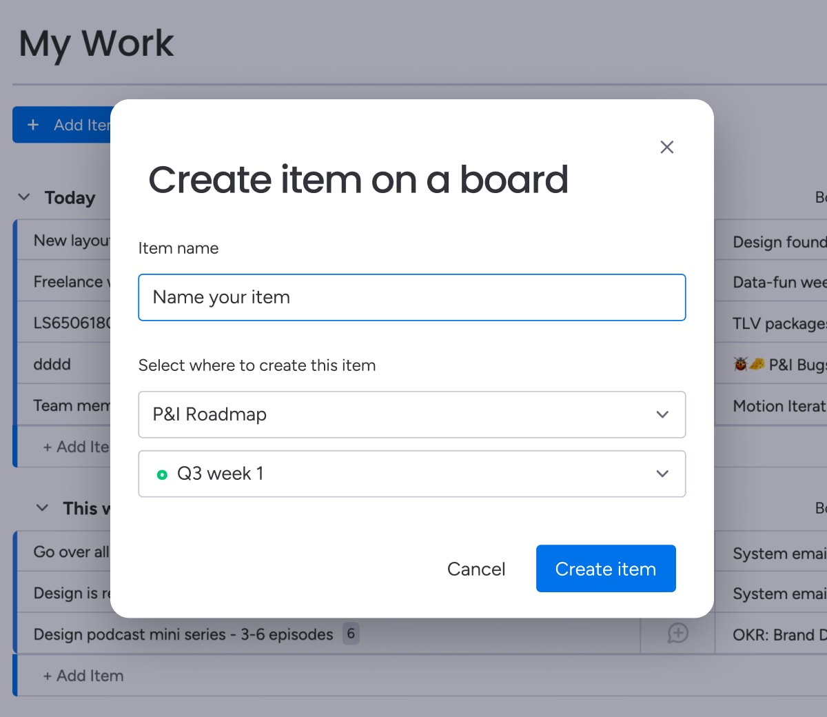 My work Add tasks to my assigned items