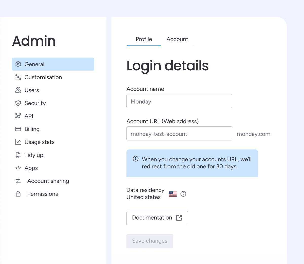 Administration keyboard navigation