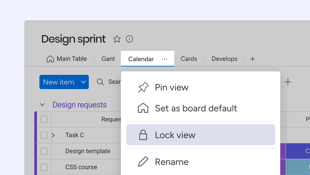highlight View lock permissions