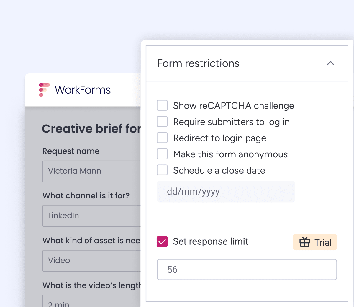 Set response limit on forms