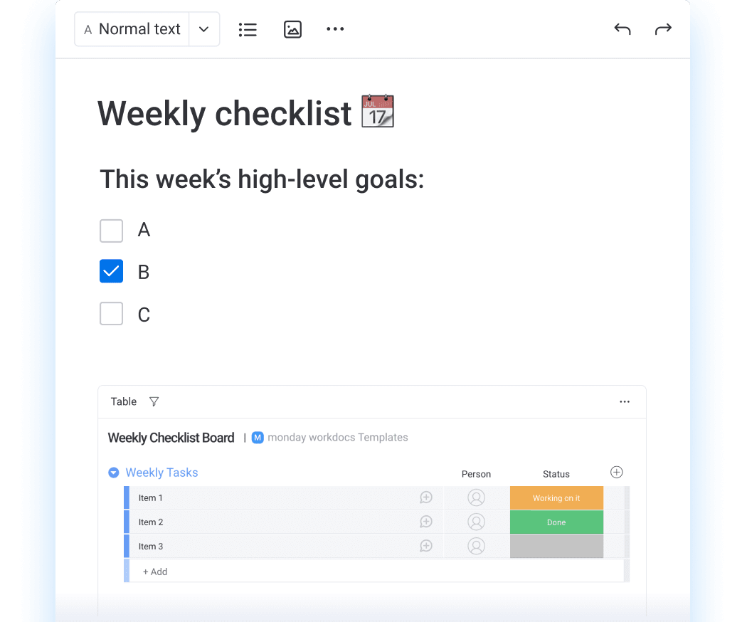 Weekly Checklist